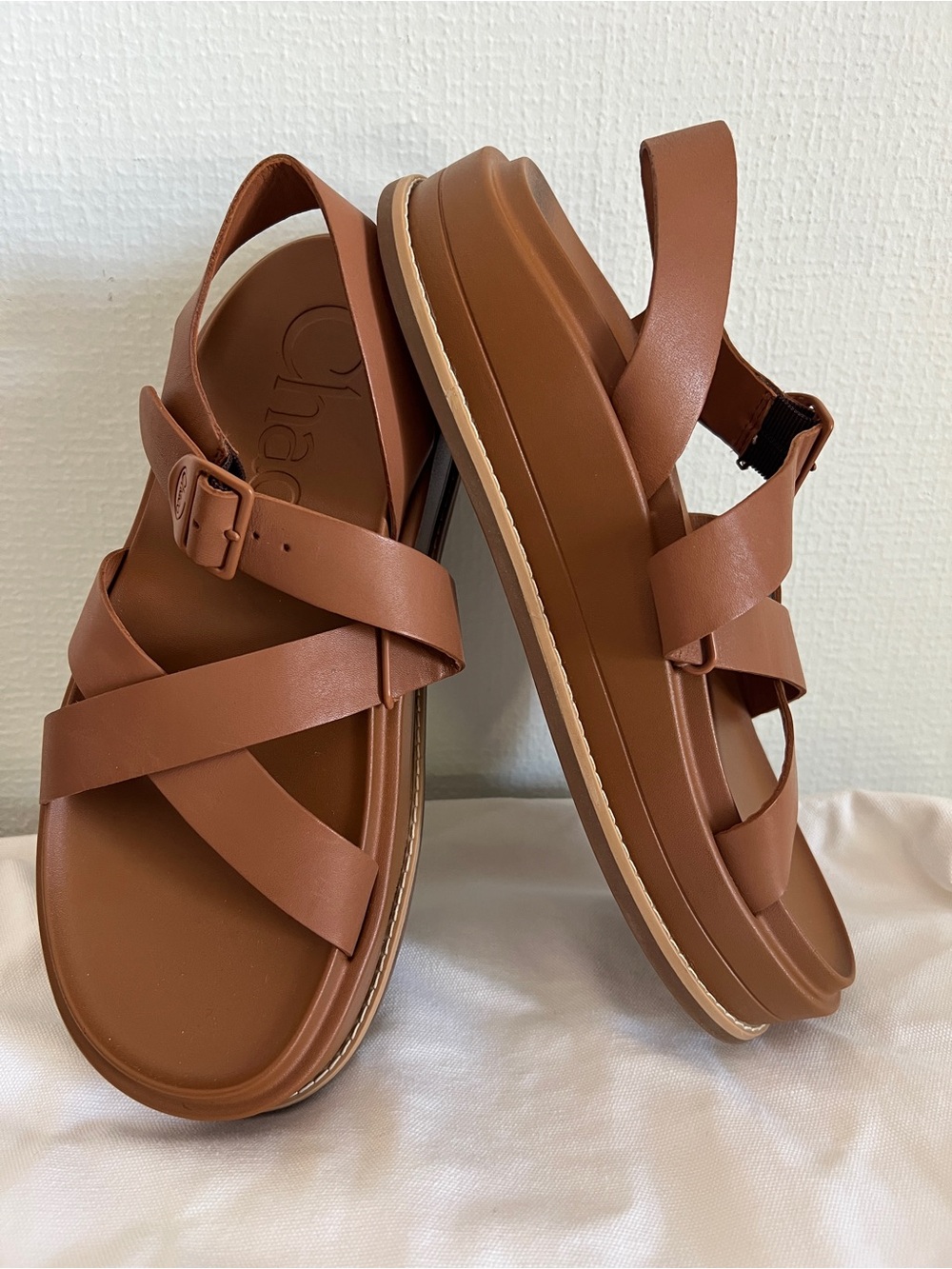 Chaco Townes Midform sandals, tan/brown strappy sandal, platform sandal - Picture 10 of 11